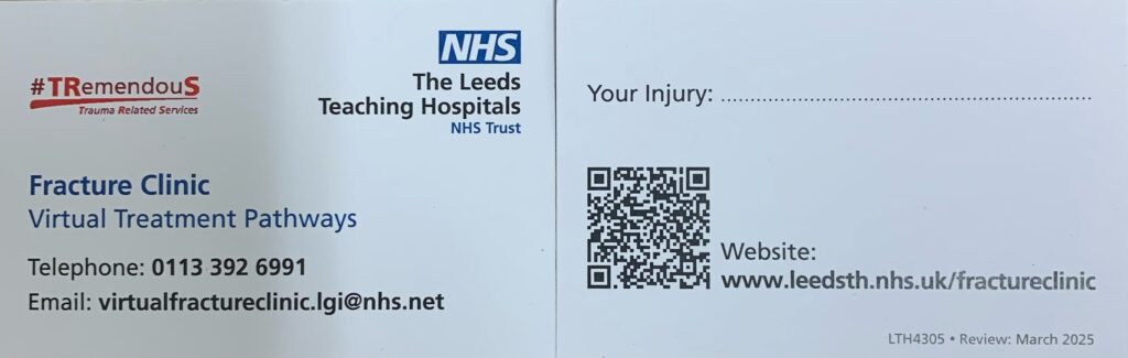fracture clinic card.