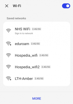 Smartphone wifi menu