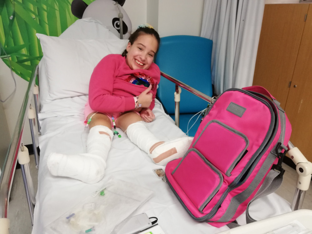 child on hospital bed