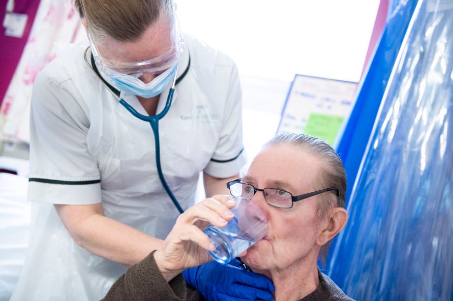 Patient drinking water