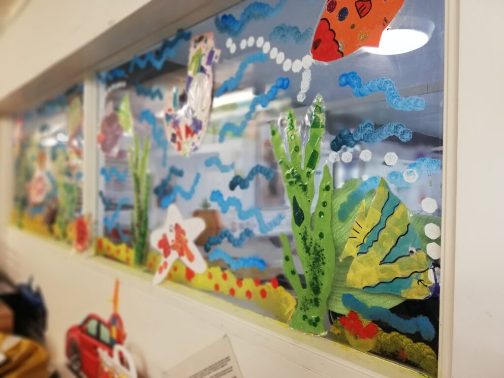 decorated window in childrens unit