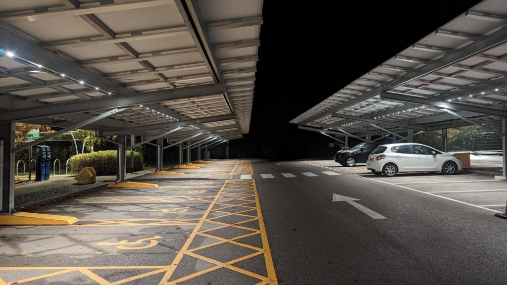 Internal view of solar canopy