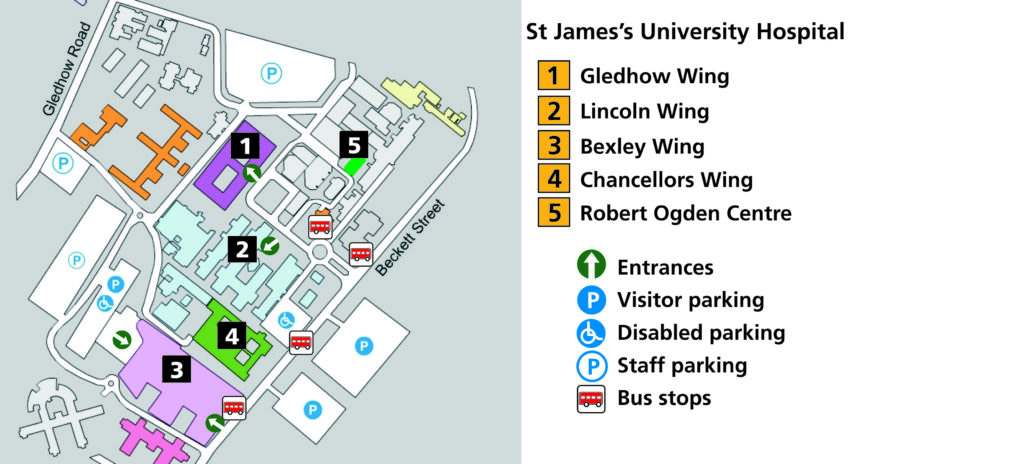Site map of St James's University Hospital