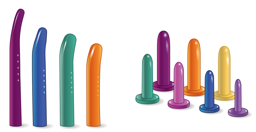 Examples of different types of vaginal dilators