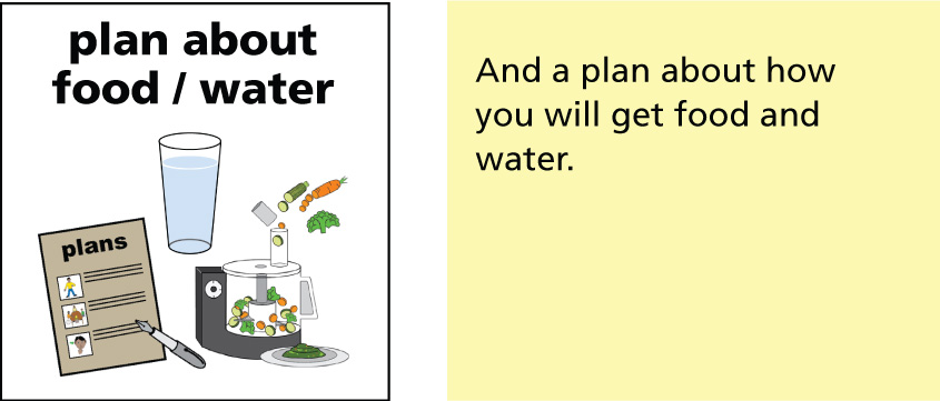 And a plan about how you will get food and water.