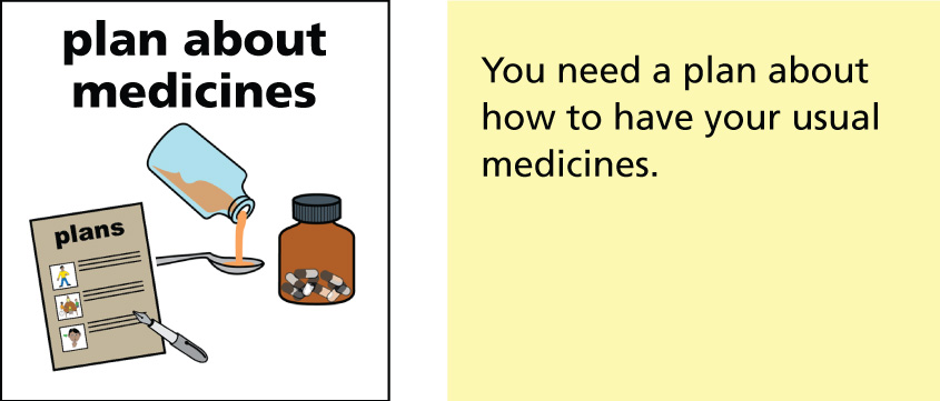 You need a plan about how to have your usual medicines