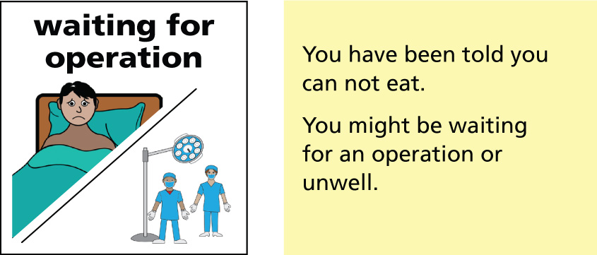You have been told you can not eat. 
You might be waiting for an operation or unwell