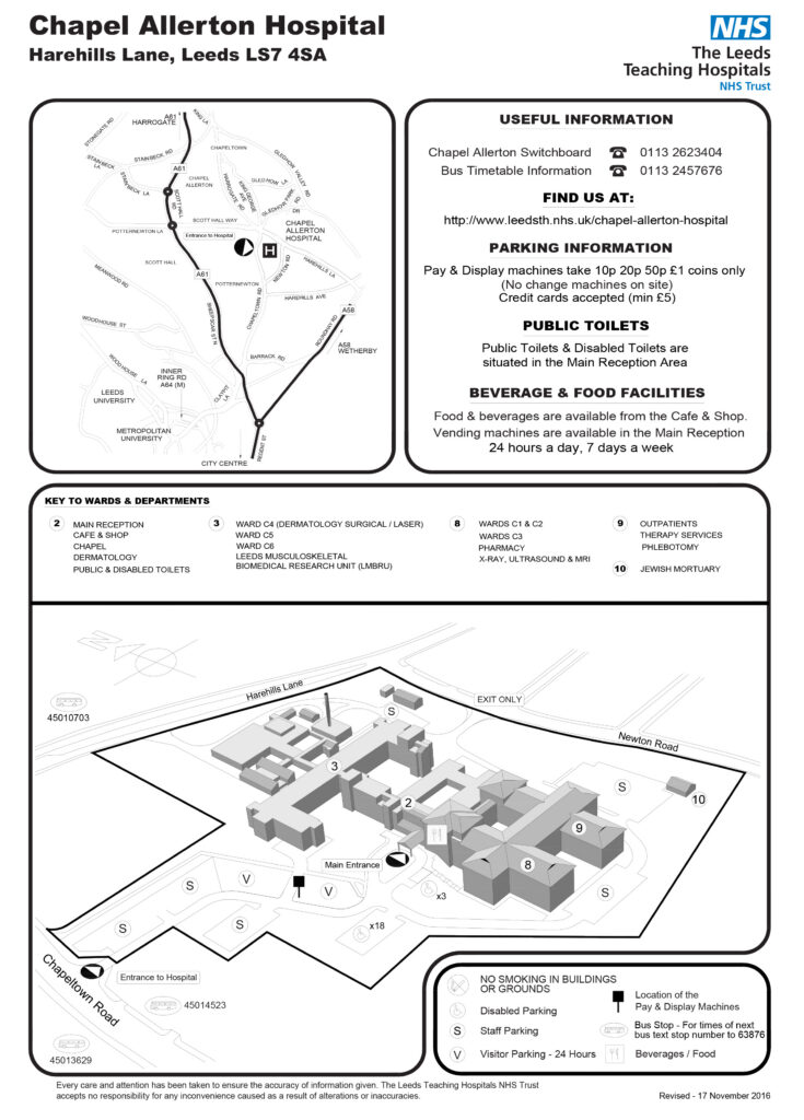 Map showing hospital location in leeds