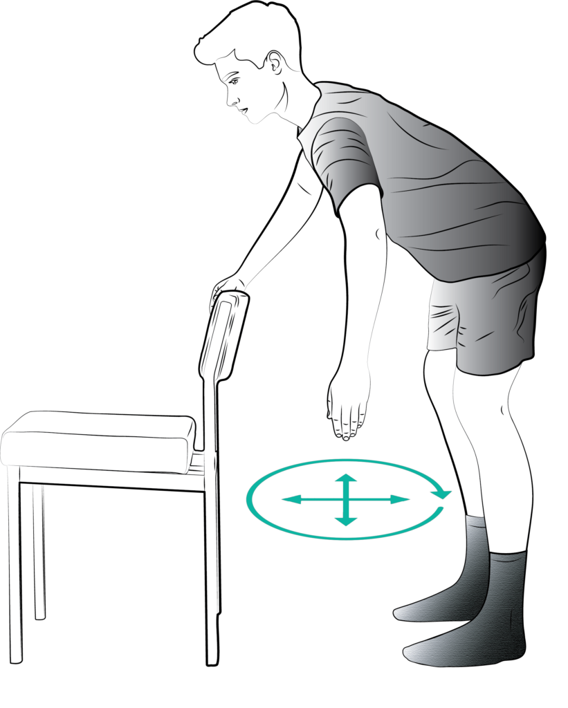 An illustration showing the shoulder pendulum exercise.