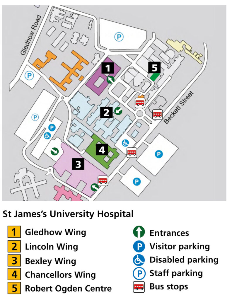 A site plan of St James's University Hospital.