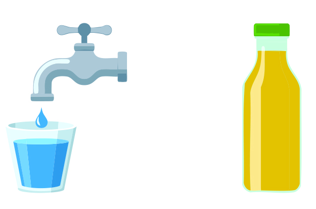 Illustrations showing that the patient can have tap water or clear diluted squash until 7.30 am.