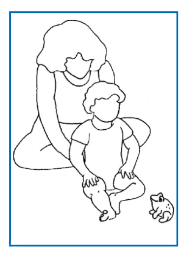 Image of parent/carer supporting child in sitting