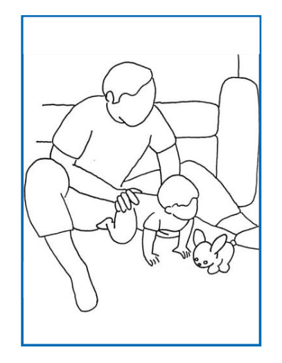 Image of parent/carer with child in crawling position