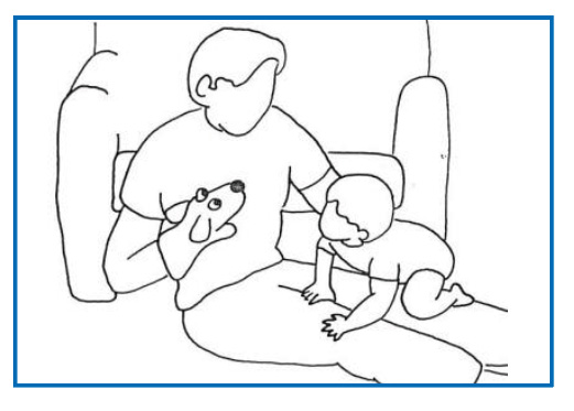 Image of child crawling across parent/carers lap