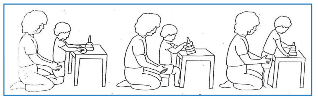 Image of child learning to move from kneel, to half kneel, to stand