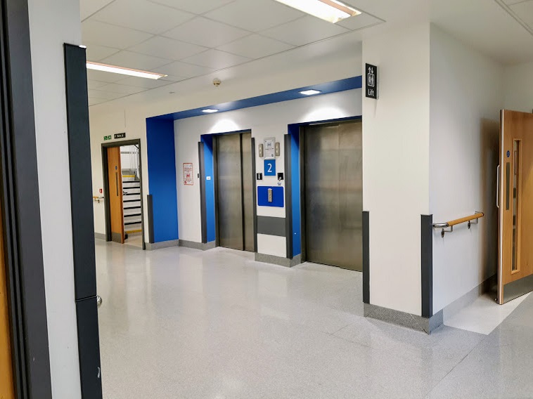 An image of the blue lifts.