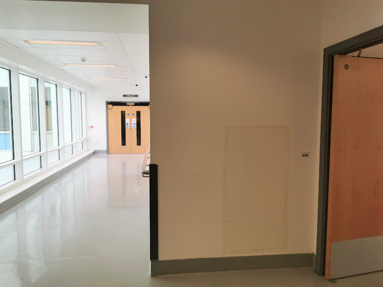 An image of a corridor on your right.