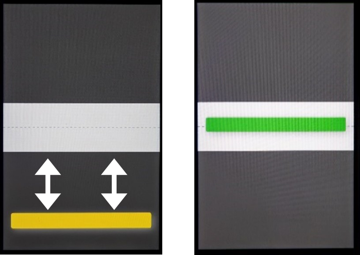 Diagram of a breath hold coaching screen with moving bar.