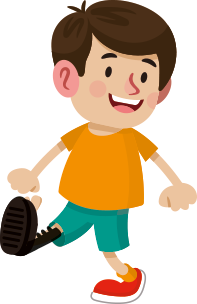 Cartoon of a child wearing a Walker Boot