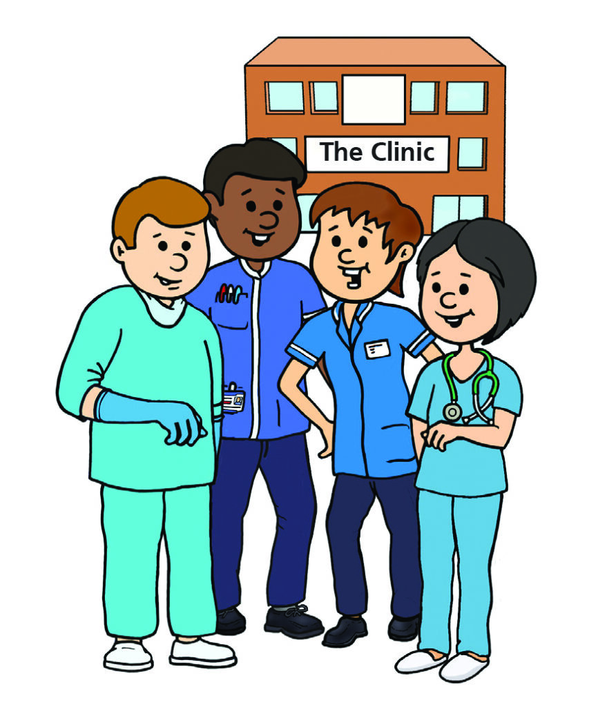 An illustration of the team of doctors, nurses and scientists who work in the fertility clinic who will be there to talk though the choices you have to try to start a family when you are ready.