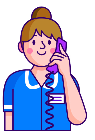 Infographic of a community midwife on the phone.