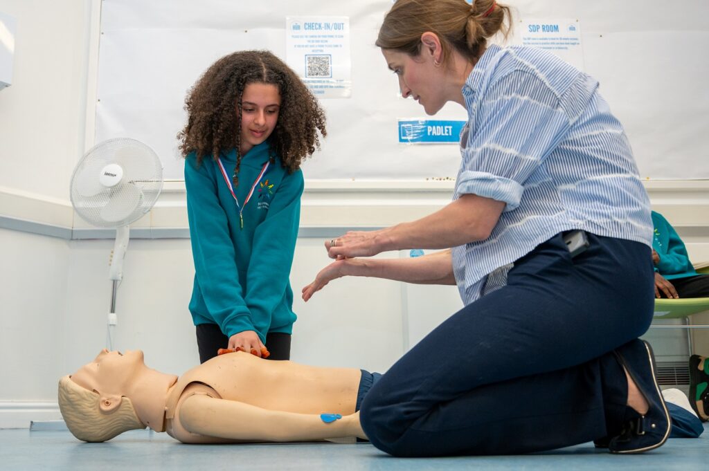 Pupils learns how to restart a heart