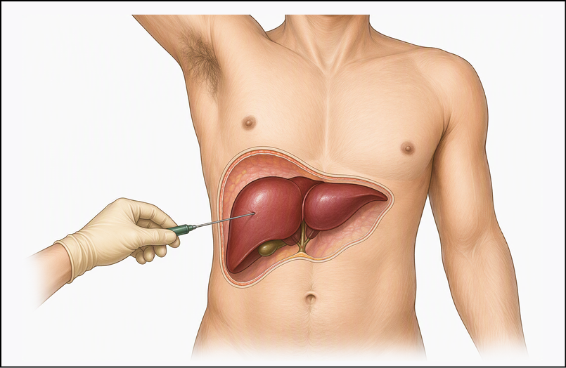Co-pilot AI generated Illustration of a liver biopsy.