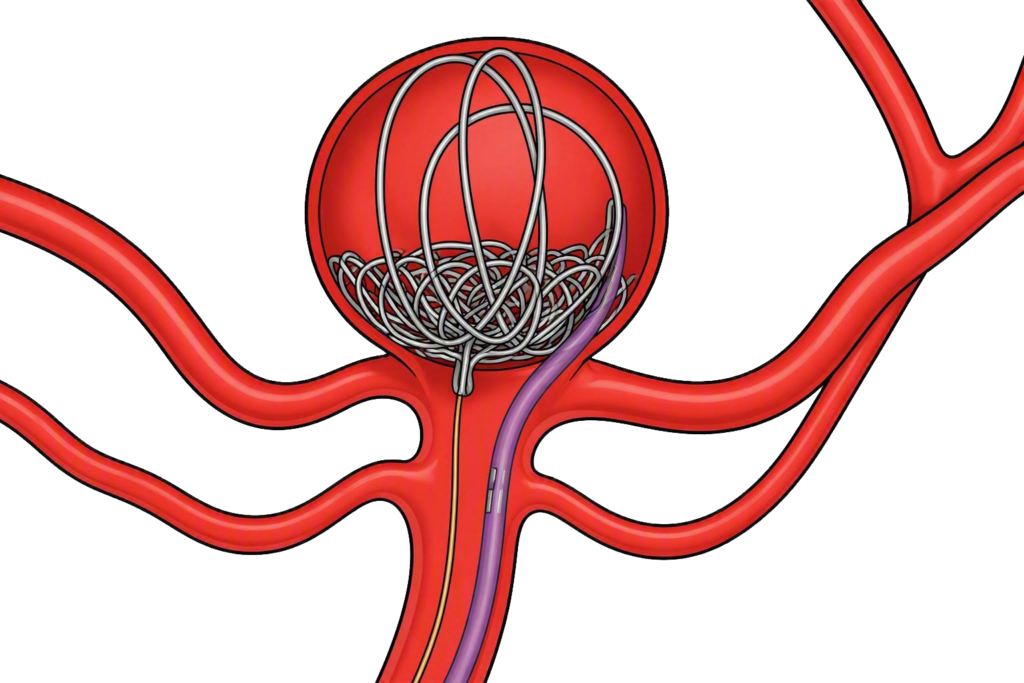 An Illustration showing neqstent-assisted coiling.