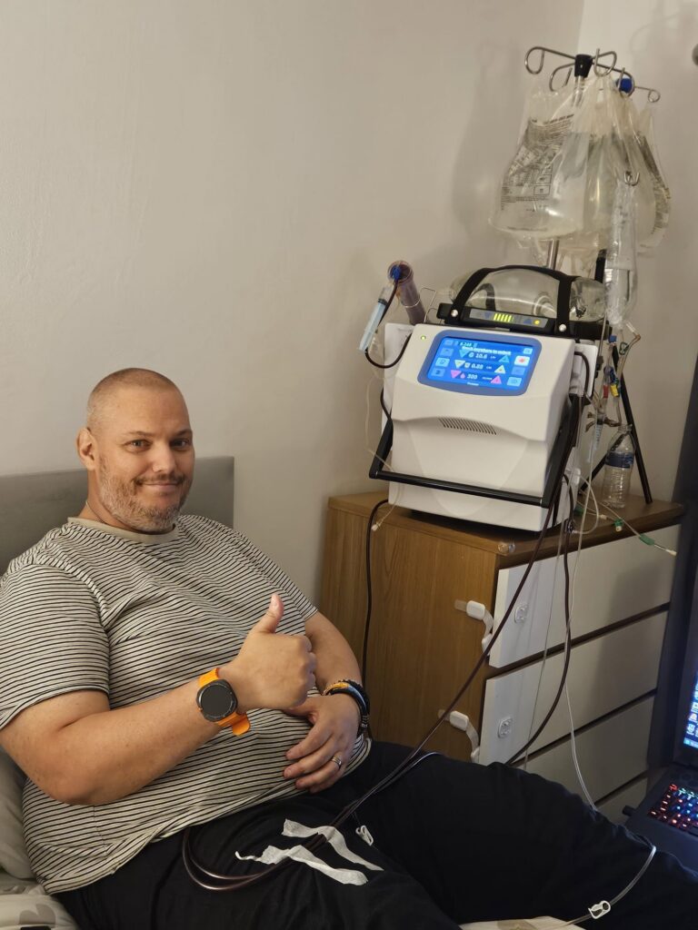 A patient taking their home haemodialysis machine on holiday with them to Ireland.