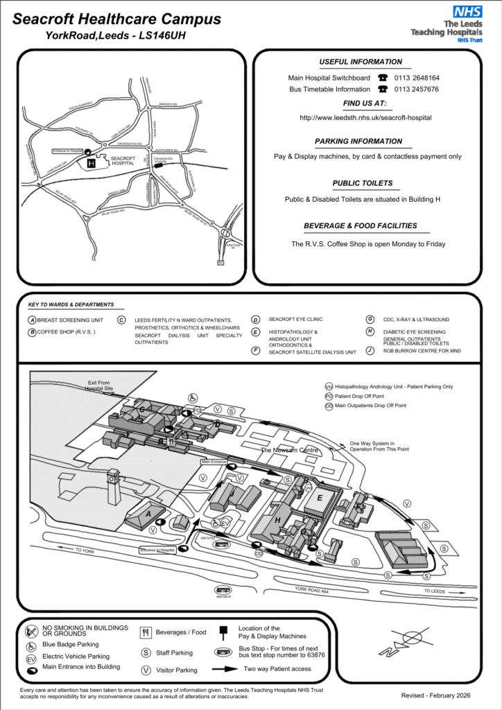 A map of Seacroft Hospital.