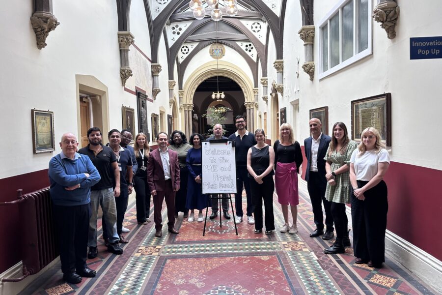 Participants taking part in the Dragons' Den event, pictured in Leeds General Infirmary.