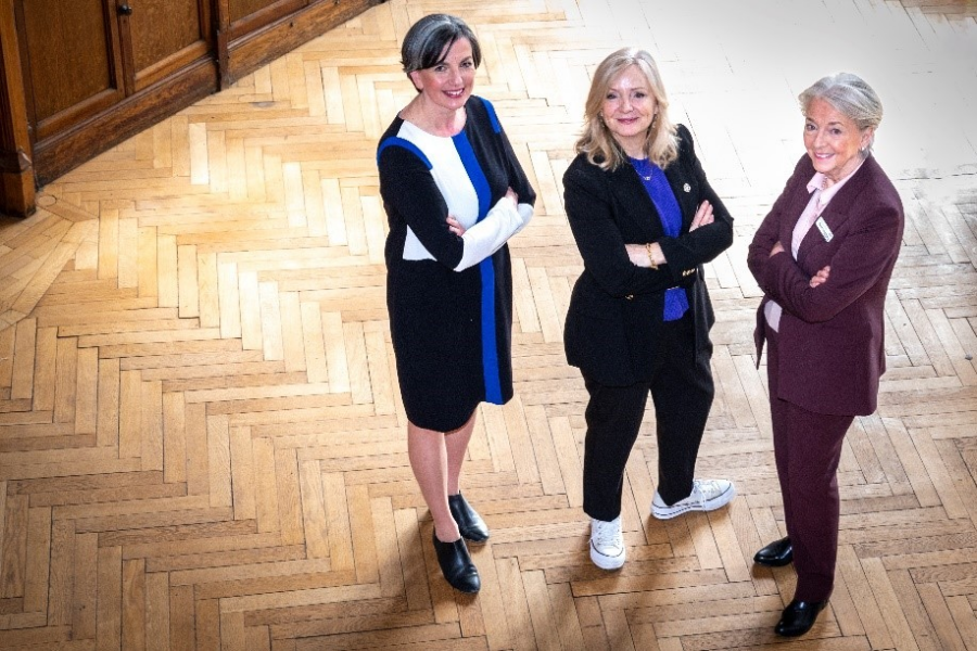 A picture for Women's International showing three of West Yorkshire’s prominent female leaders discussing the £180 Million Flagship Project.